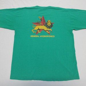 Vintage General Hydroponics Rasta Lion Green T-Shirt Men's Size XL Made in USA